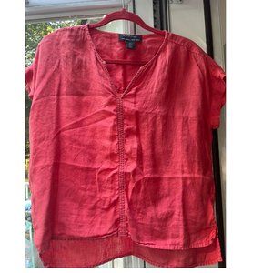 Red Tahari Linen Top Small